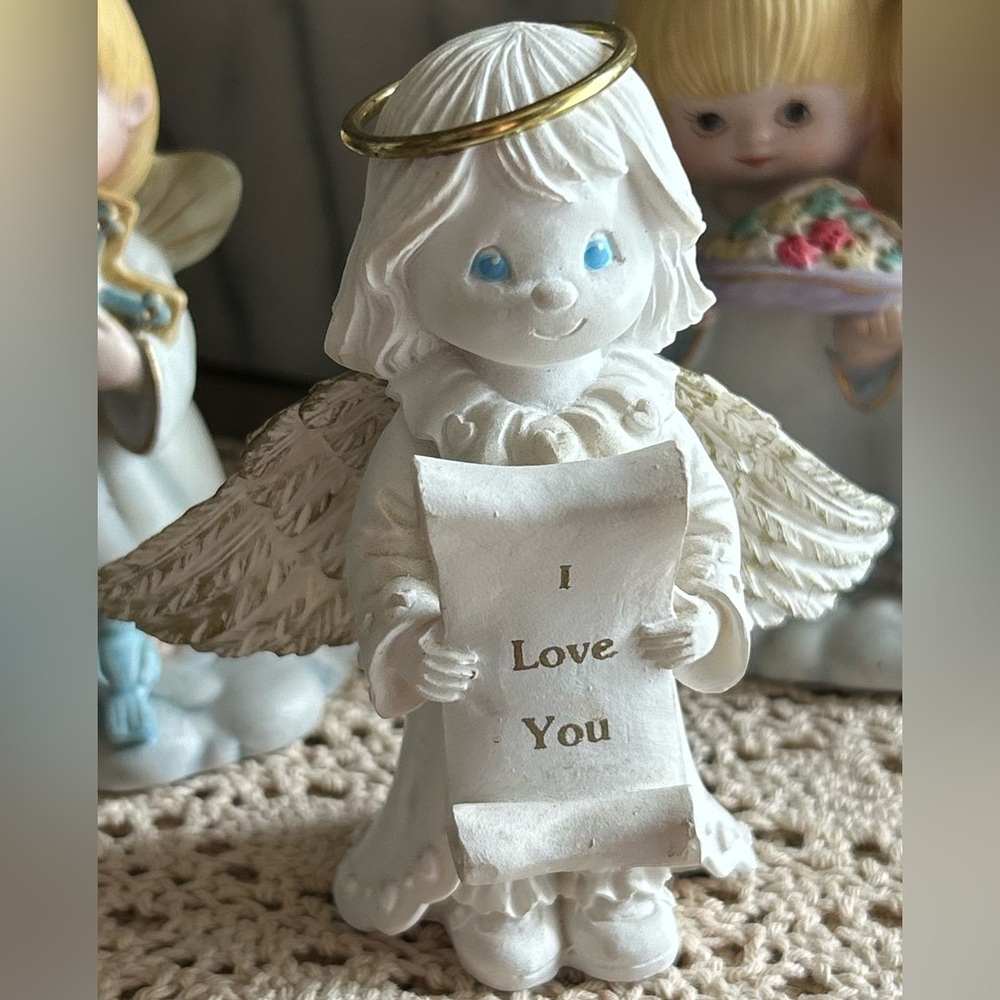Angel Figurines Bundle of 3 Gold Halos Sweet Faces Friendship Confirmation Love - Picture 7 of 13